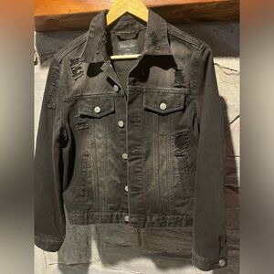 Endless Love black distressed denim jacket, size large